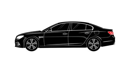 Obraz premium Elegant black sedan vector illustration, representing automotive design and luxury vehicle styling