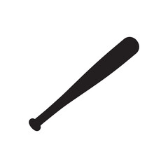 Classic Black Baseball Bat Silhouette Solid Icon for Sports and Equipment Design. 