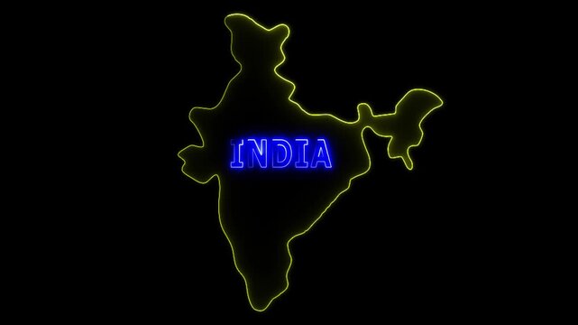 Glowing neon India map and futuristic design concept, Motion graphic 4k video.