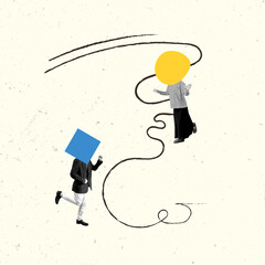 Modern Art Collage. Contemporary Artwork. Creative Design. Business Concept. Information Technology. Poster Banner Flyer Background. Job Work Man.