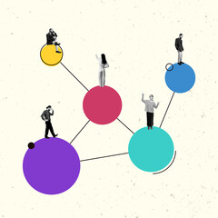 Modern Art Collage. Contemporary Artwork. Creative Design. Business Concept. Information Technology. Poster Banner Flyer Background. Job Work Man.