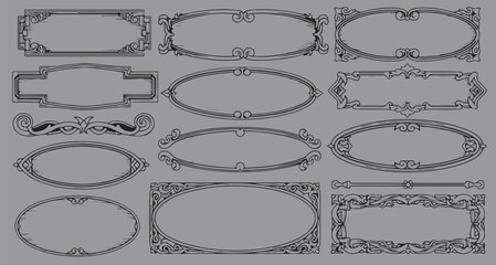 Vintage Ornamental Frame Set &ndash; Elegant Decorative Borders, Classic Victorian Labels & Retro Design Elements