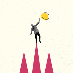 Modern Art Collage. Contemporary Artwork. Creative Design. Business Concept. Information Technology. Poster Banner Flyer Background. Job Work Man.