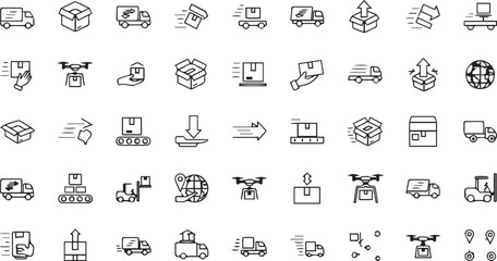 Logistic Delivery and Shipping Icons Set