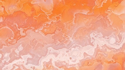 Fototapeta premium Vibrant orange and peach fluid marble stone texture background