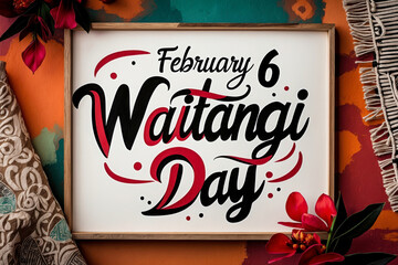 Greeting card national holiday of indigenous Maori people of New Zealand Waitangi Day AI Generative