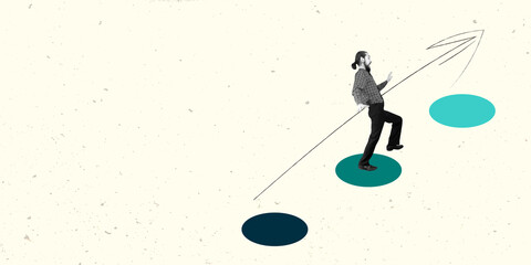 Modern Art Collage. Contemporary Artwork. Creative Design. Business Concept. Information Technology. Poster Banner Flyer Background. Job Work Man.