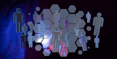 Abstract digital network of people, concept of social connections and teamwork. Concept of business...