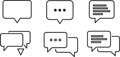 Minimalist black and white speech bubble icons representing communication and messaging