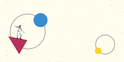 Modern Art Collage. Contemporary Artwork. Creative Design. Business Concept. Information Technology. Poster Banner Flyer Background. Job Work Man.