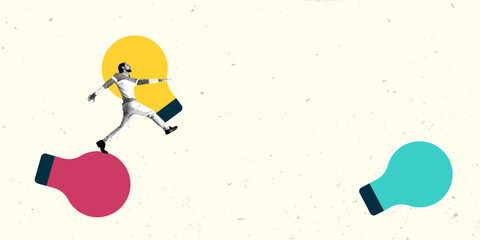 Modern Art Collage. Contemporary Artwork. Creative Design. Business Concept. Information Technology. Poster Banner Flyer Background. Job Work Man.