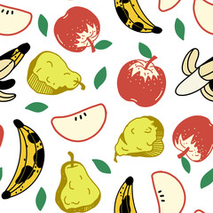 Flat Tropical Fruit Harmony seamless pattern