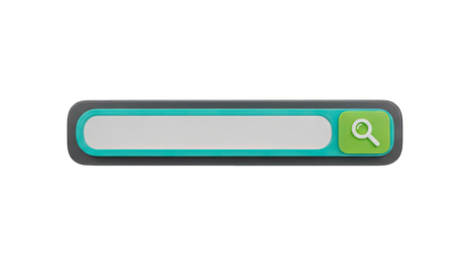 Clean Search Bar Interface With Magnifying Glass Icon And Text Field In Teal And Gray Colors On A Transparent Background