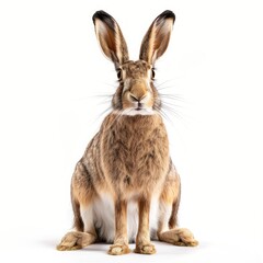 Alert Hare Isolated on White