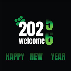 Modern &ldquo;Welcome 2026 Happy New Year&rdquo; design with bold white and neon green typography on a black background, featuring a group icon and vibrant gradient digits for festive celebrations.