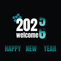 A modern Happy New Year greeting design celebrating the transition from 2025 to 2026, featuring bold typography, teal gradients, and a festive minimal style.