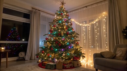 Decorated Christmas tree design