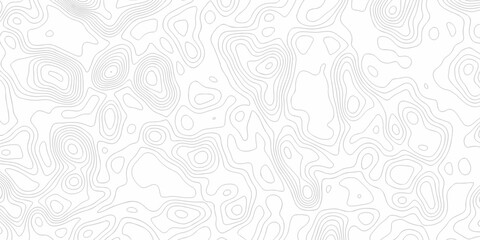 Minimal area white line geometric grid topo map outline. paper curve counter map and wavy topography. relief discovery area white, black line texture background.