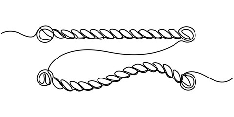 Obraz premium rope continuous one line drawing, Continuous line art of an rope a one-line, minimalist outline drawing illustration. 