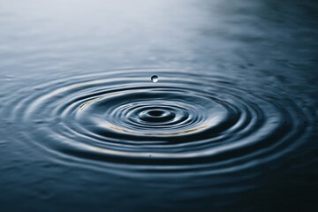 Raindrop action creating circular ripple patterns on water nature photography calm environment close-up view