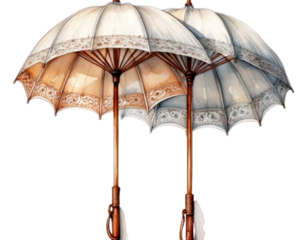 Elegant Antique Parasol Umbrella Variations Set isolated on transparent background