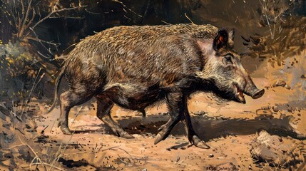 Powerful Wild Boar in Natural Habitat