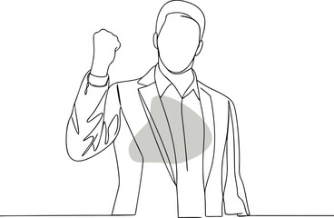Businessman celebrating victory with clenched fist raised high Keywords: businessman, victory