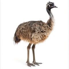 Tall Emu Isolated on White Background