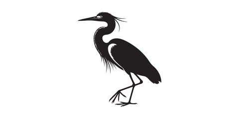 Heron Silhouette Standing on One Leg