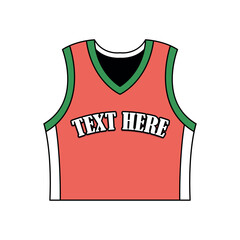 Basketball Jersey Illustration with Red, Green, and White Panels