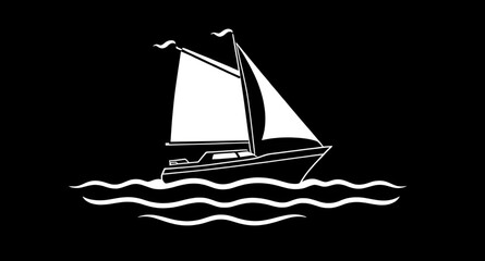 sailing boat symbol, sailboat icon outline, yacht sailing vector, boat ocean icon, sea sailing illustration, nautical transport vector, sailboat wave icon, marine boat illustration, sailing ship vecto