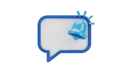 Blue 3D Speech Bubble With A Notification Bell Alert Icon On A Transparent Background Representing Communication And Alerts