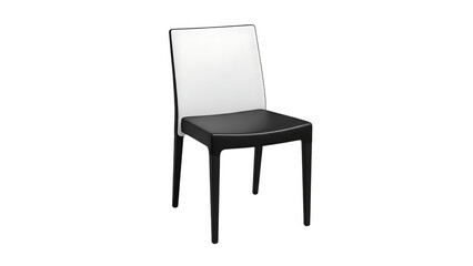 Black and white modern chair isolated on a transparent background
