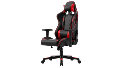Black and red gaming chair isolated on a transparent background