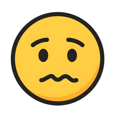 Fototapeta premium Modern Flat Color Worried Face Emoticon with Brow and Mouth