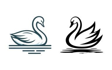 Fototapeta premium A Set of Elegant Swan Line Art Vector Design