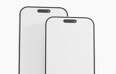 Two sleek smartphones display a clean, minimalist design against a white backdrop. Perfect for tech, mobile, an