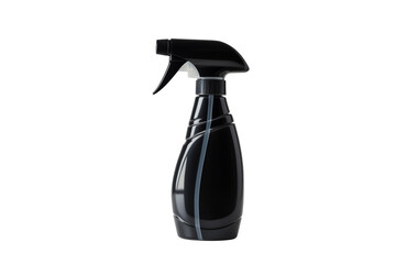 Black spray bottle on white background