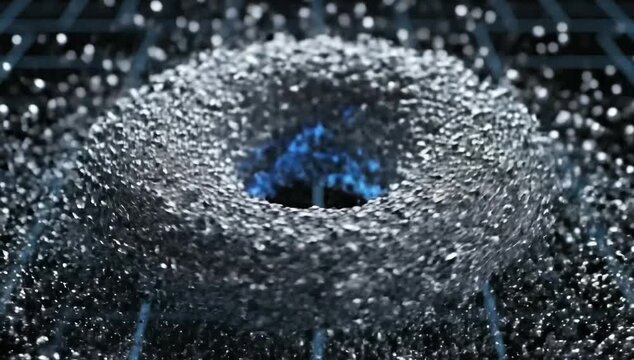 Metallic Micro-Particle Vortex &mdash; Magnetic Sci-Tech Seamless Loop Background