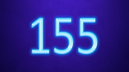 Glowing blue number design of 155 on blue background.