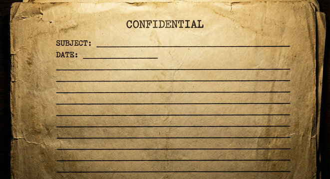 Vintage Confidential Form Printed on Old Textured Paper
