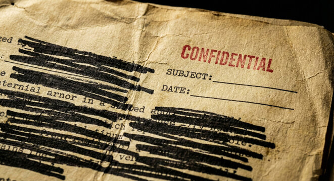 Confidential Document Redacted with Black Marker Lines