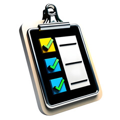 Clipboard Note – 3D Task List or Reminder Icon