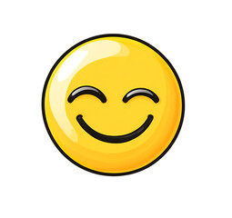 Fototapeta premium Cheerful Yellow Smiley Face Emoji with Closed Eyes on Transparent Background
