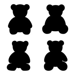 Set of Teddy Bear Silhouettes: Cute Bear Icons in Various Poses