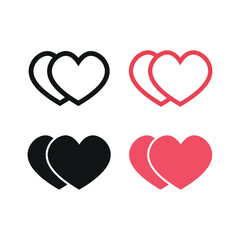 Romantic duo heart icon vector design template