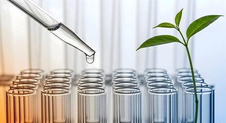 Exploring plant science research and development in laboratory with test tubes and pipette experiment