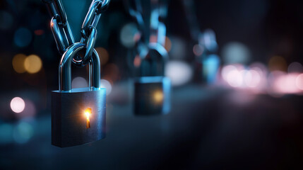 Network security and privacy crime visualization mixed media concept cybersecurity threat representation data protection interface digital security display defocused