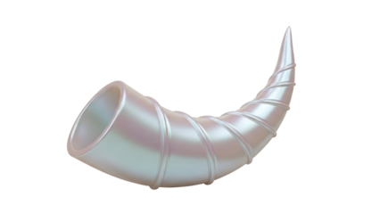 Iridescent cornucopia isolated PNG on transparent background, horn of plenty for Thanksgiving and harvest festival designs