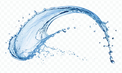 abstract fresh and clean water splash with drops in mid air cut out and curve style isolated on white background